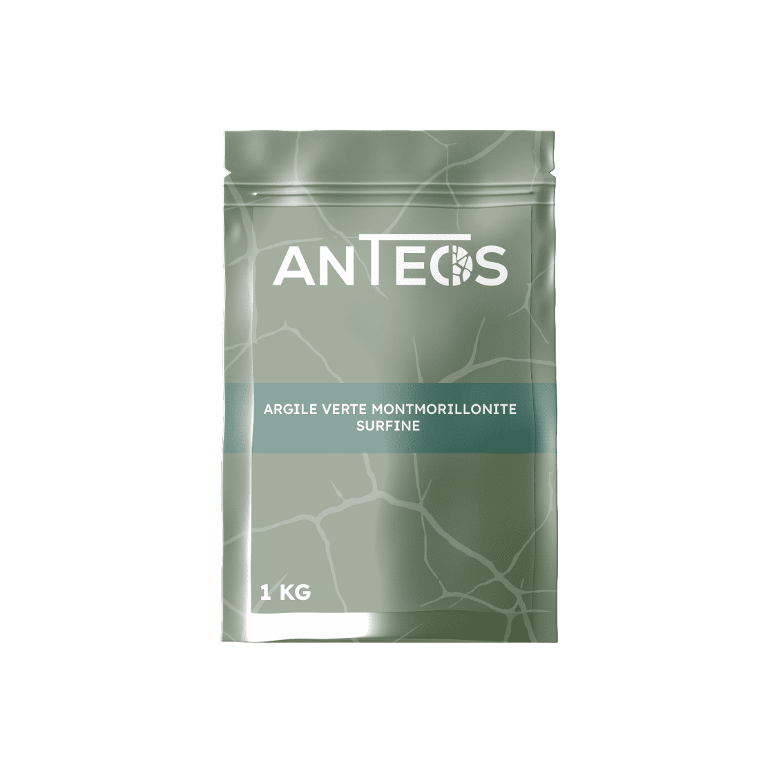 Vue de face d’un sachet Anteos Découverte de 1 kg d'argile montmorillonite, conçu pour une première expérience de soin naturel.
